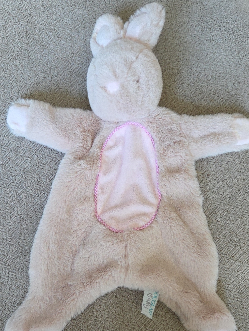 Plush Bunny Lovey Comforter - Soft Cream Pink
